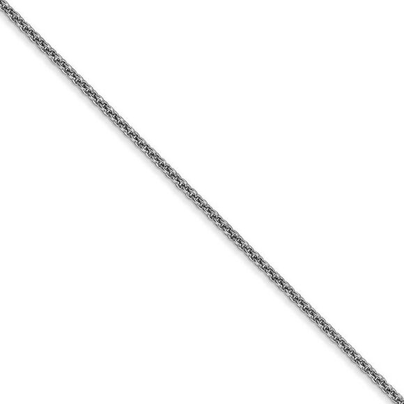 1.5mm 10k White Gold Solid Cable Chain Necklace, 20 Inch